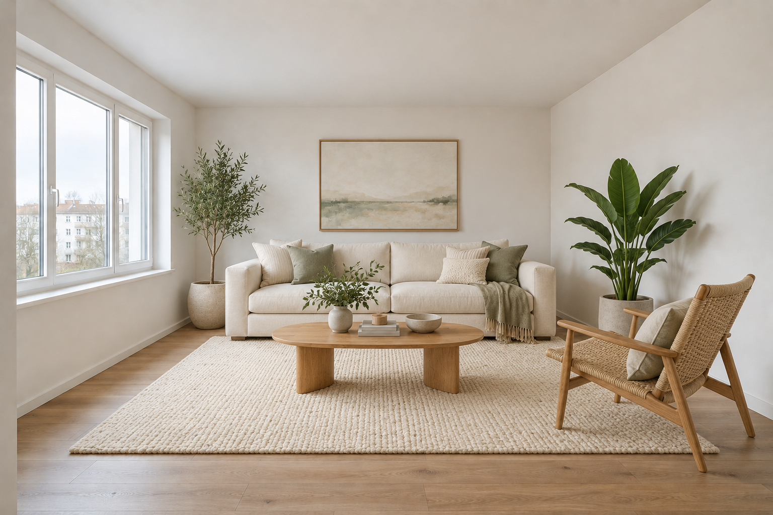 Example living room redesigned in Scandinavian style
